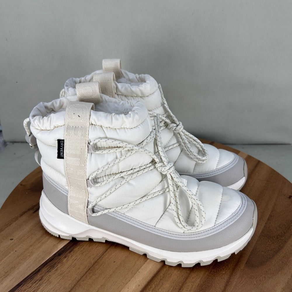 The North Face Thermoball Lace Up Luxe Waterproof Boots White NF0A5LWD Size 8